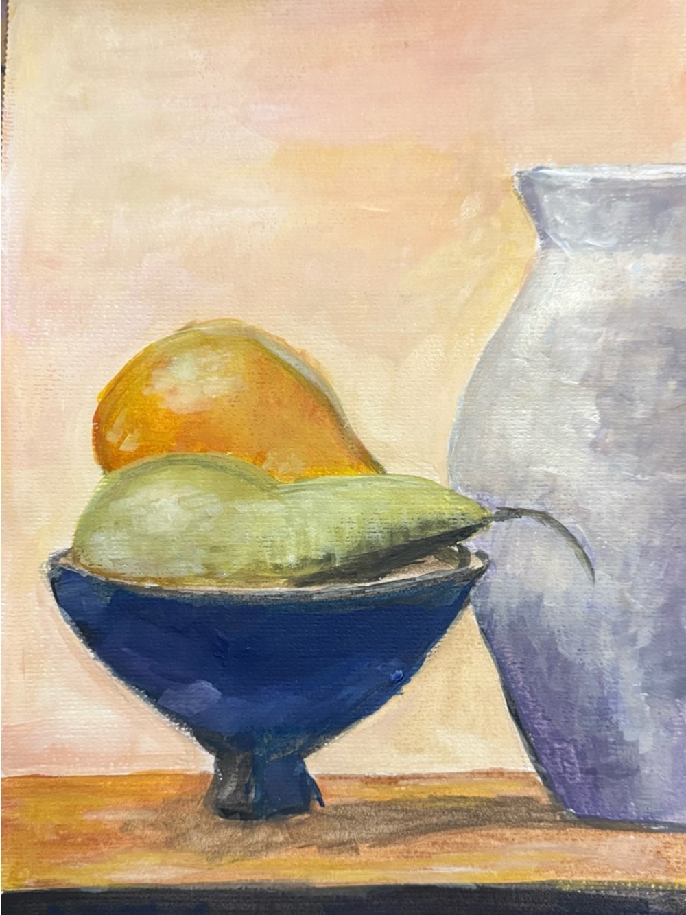 Still Life Fruit Bowl Wall Art in Blue and White